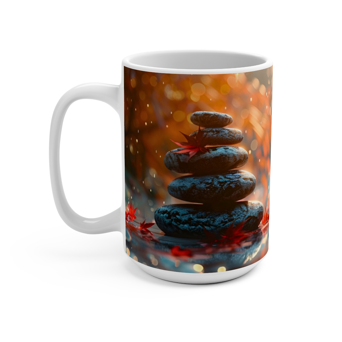 Abstract Nature Zen Large Ceramic Coffee Mug 15oz - Image 3