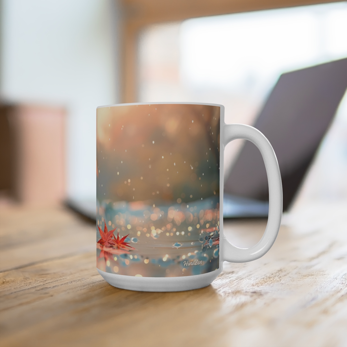 Abstract Nature Zen Large Ceramic Coffee Mug 15oz - Image 4