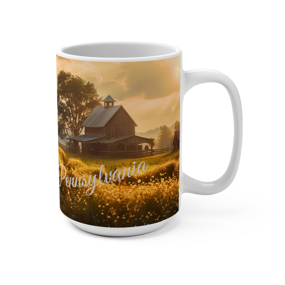 Amish Horse and Buggy Pennsylvania Large Ceramic Coffee Mug 15oz - Image 2