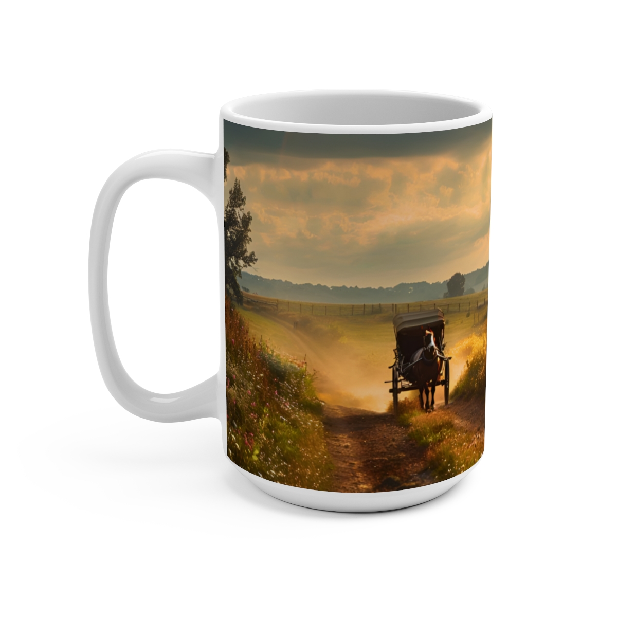 Amish Horse and Buggy Pennsylvania Large Ceramic Coffee Mug 15oz - Image 3