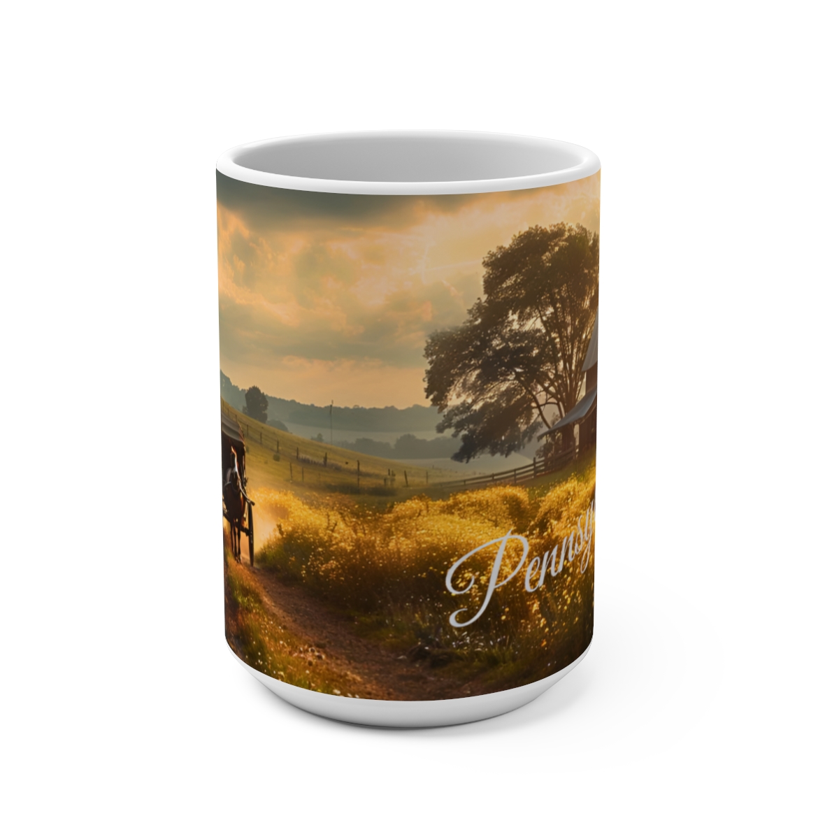 Amish Horse and Buggy Pennsylvania Large Ceramic Coffee Mug 15oz