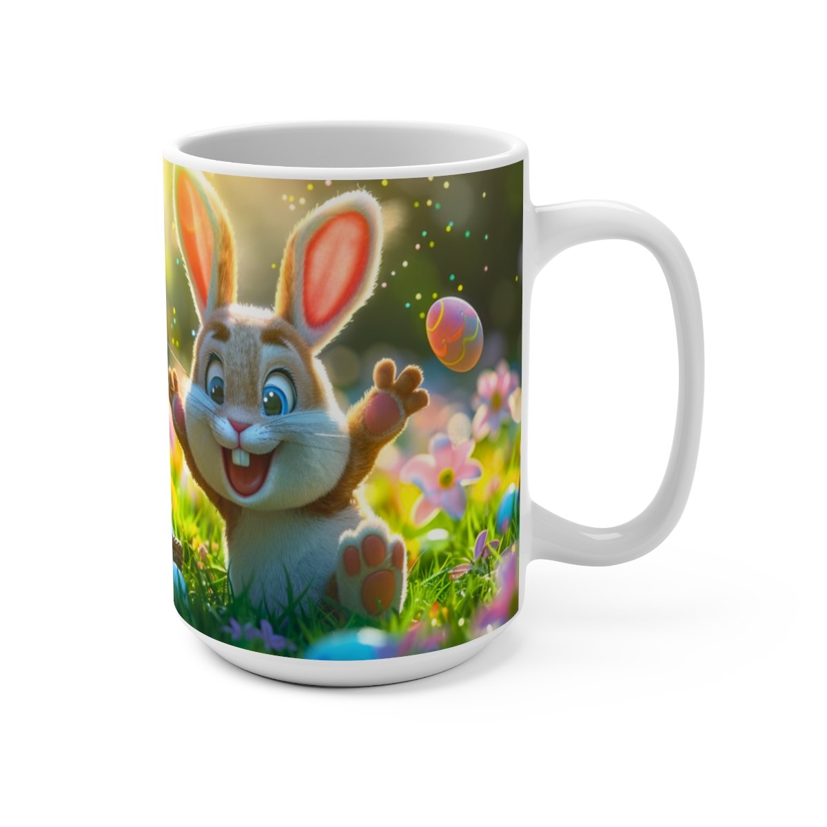 Bunnies Zen Large Ceramic Coffee Mug 15oz - Image 2