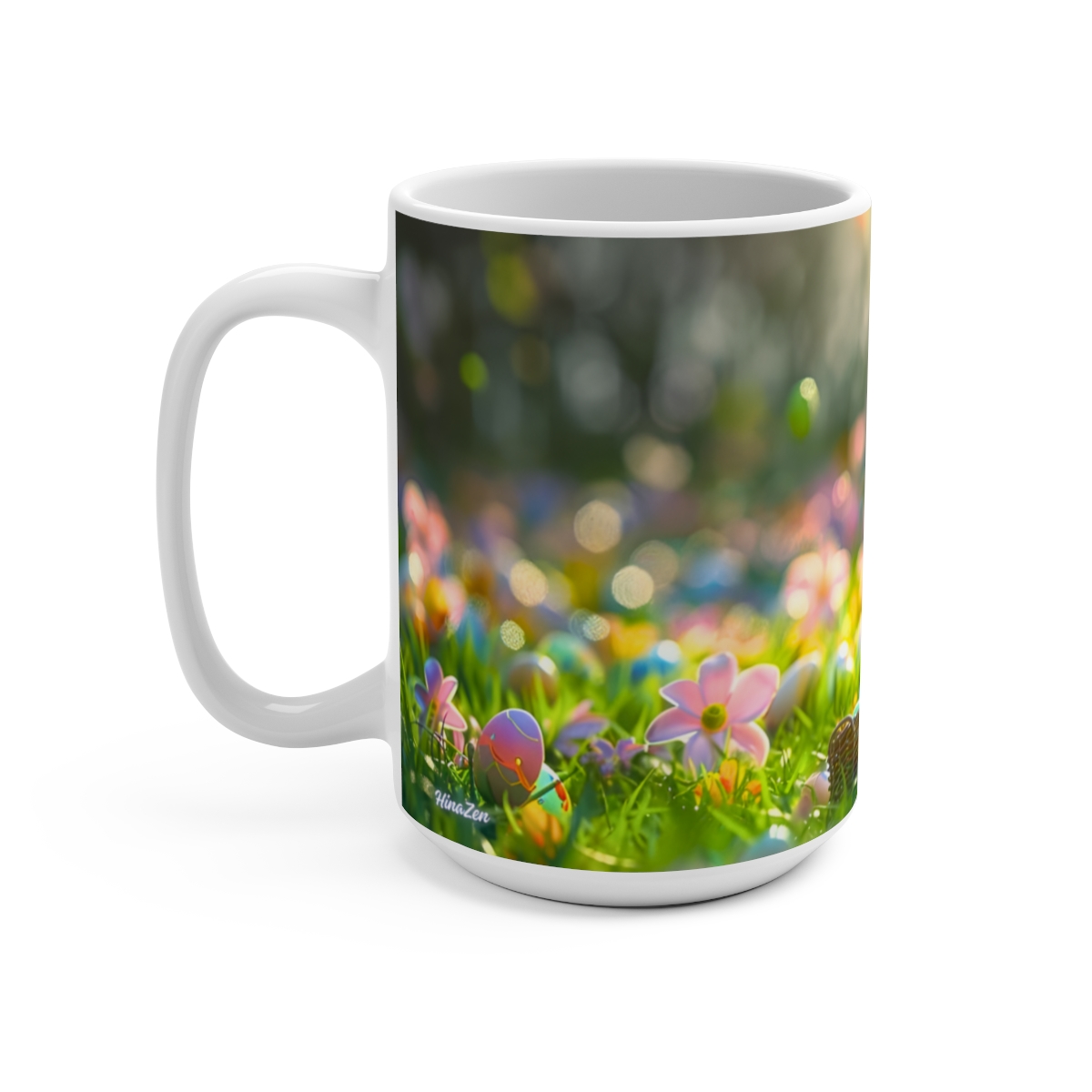 Bunnies Zen Large Ceramic Coffee Mug 15oz - Image 3