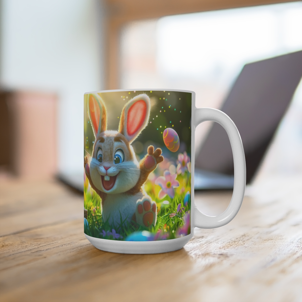 Bunnies Zen Large Ceramic Coffee Mug 15oz - Image 4
