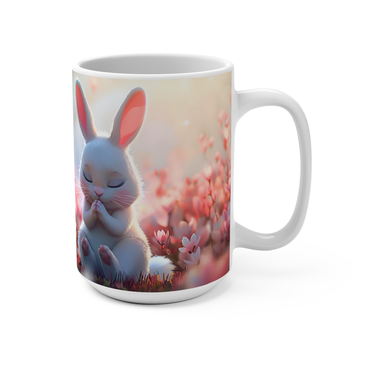 Bunnies Zen Large Ceramic Coffee Mug 15oz - Image 2