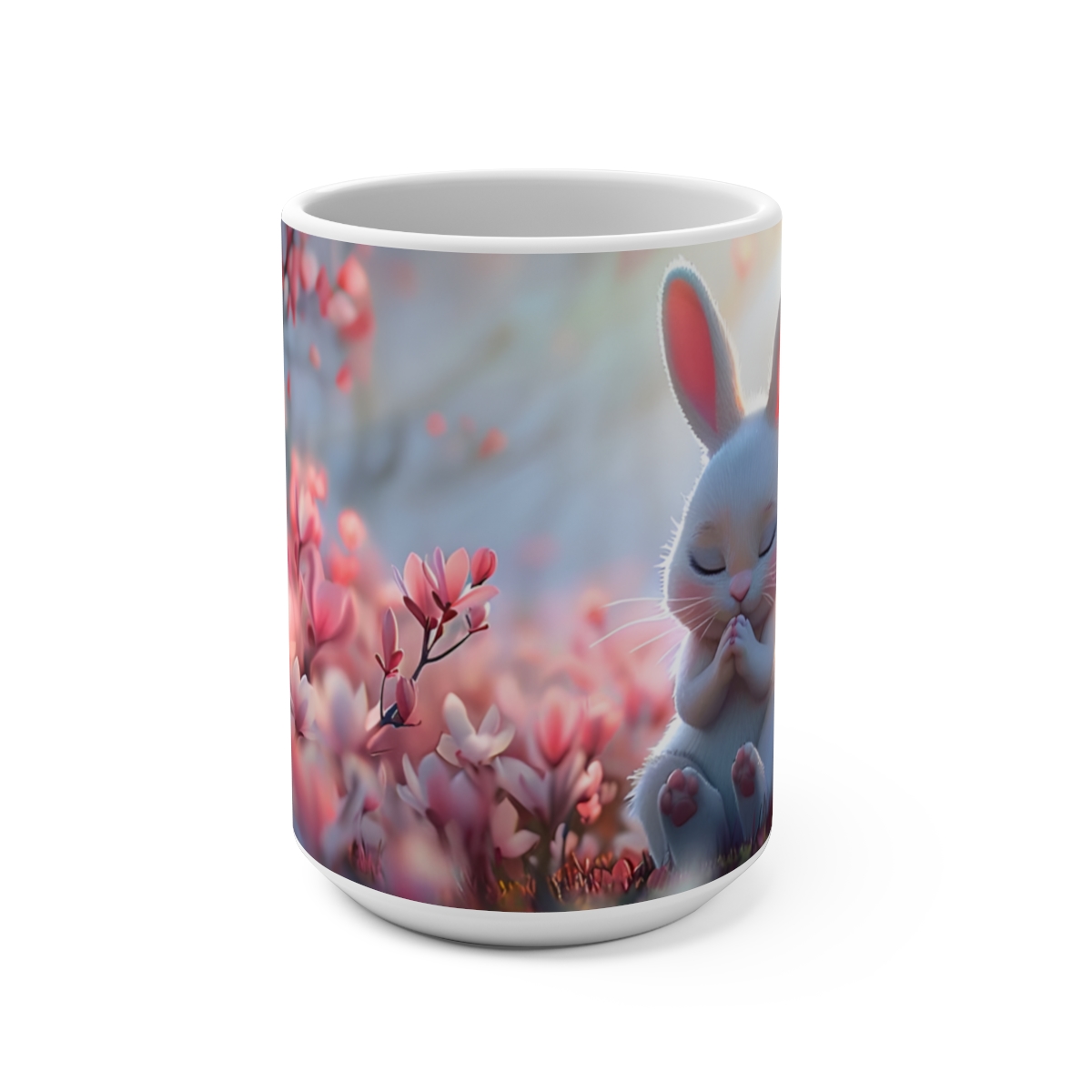Bunnies Zen Large Ceramic Coffee Mug 15oz