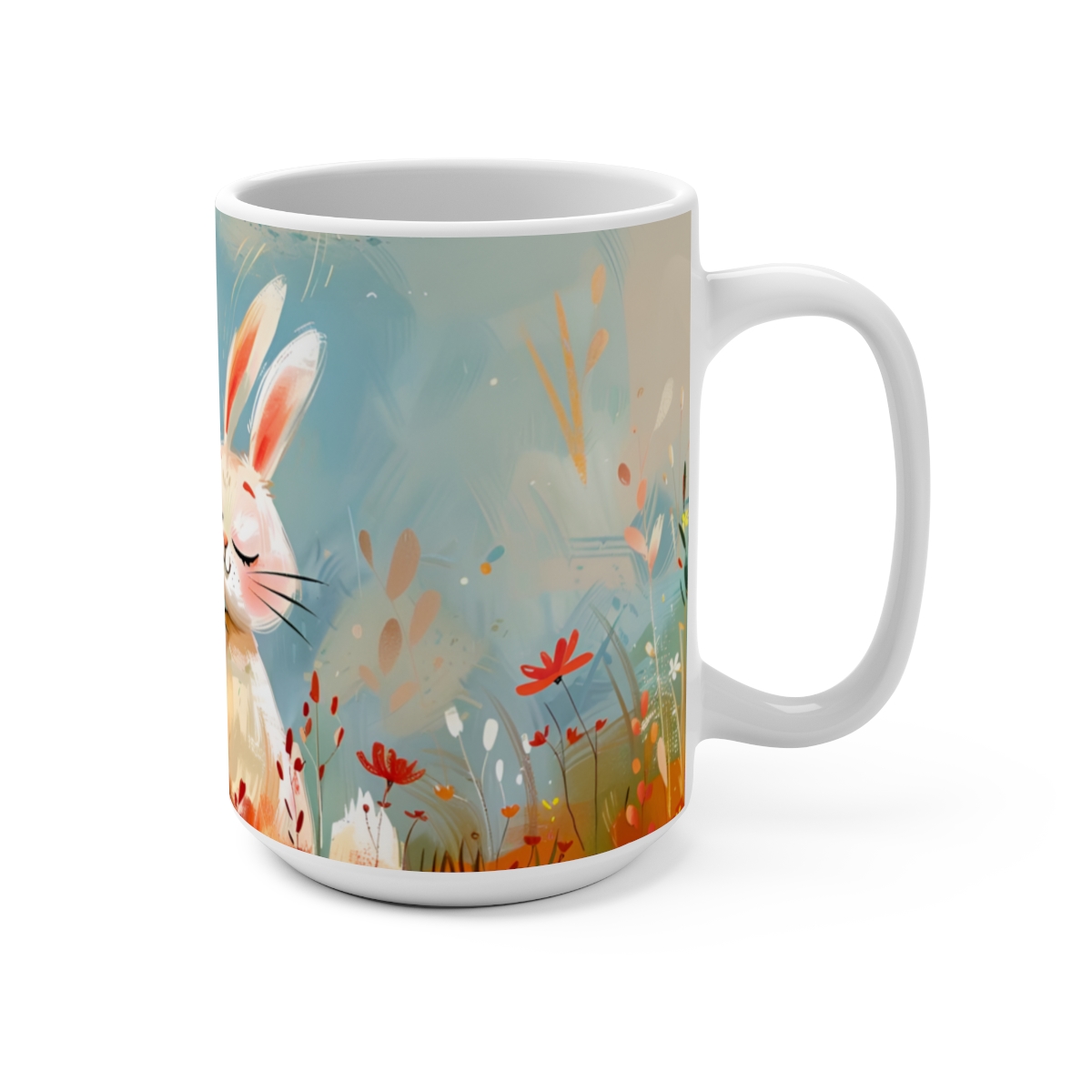 Bunnies Zen Large Ceramic Coffee Mug 15oz - Image 2