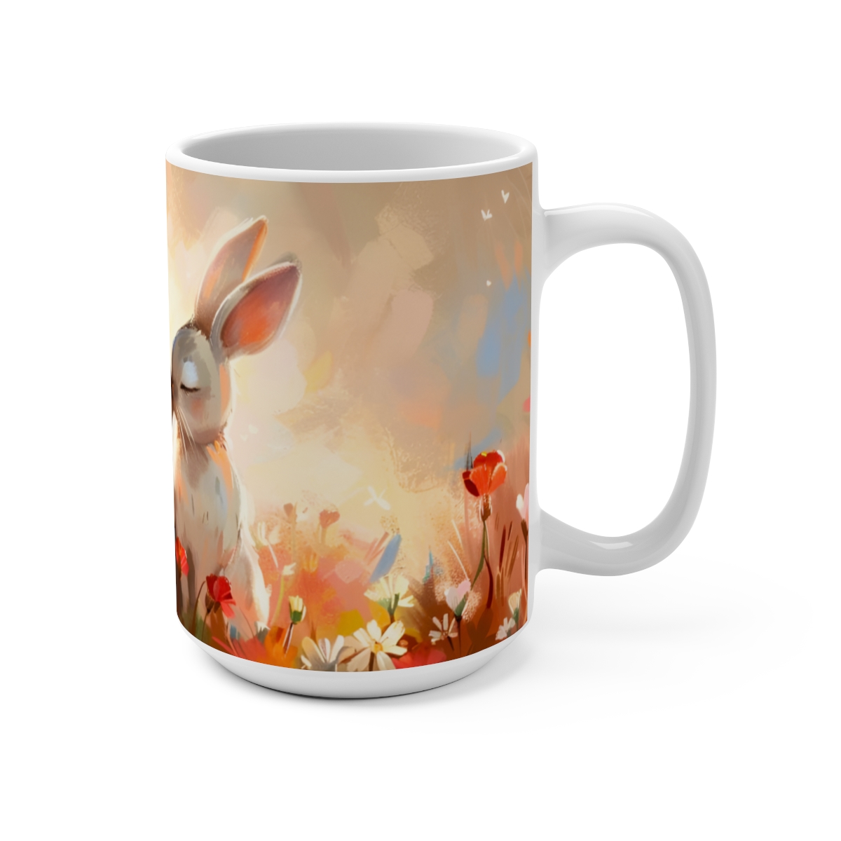 Bunnies Zen Large Ceramic Coffee Mug 15oz - Image 2
