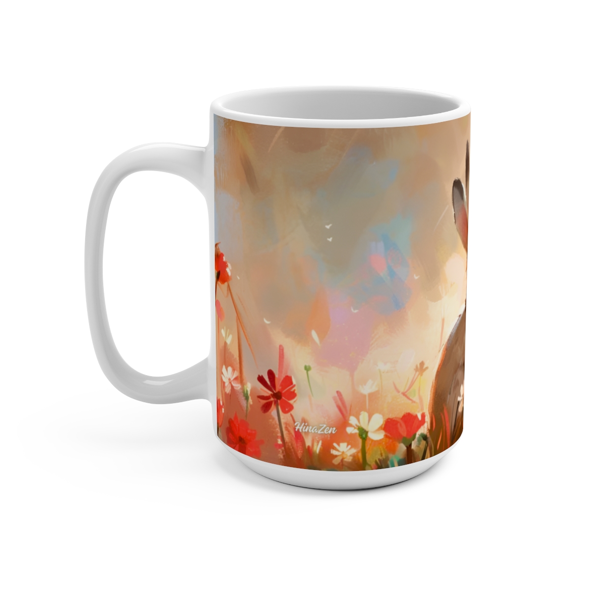 Bunnies Zen Large Ceramic Coffee Mug 15oz - Image 3