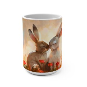Bunnies Zen Large Ceramic Coffee Mug 15oz
