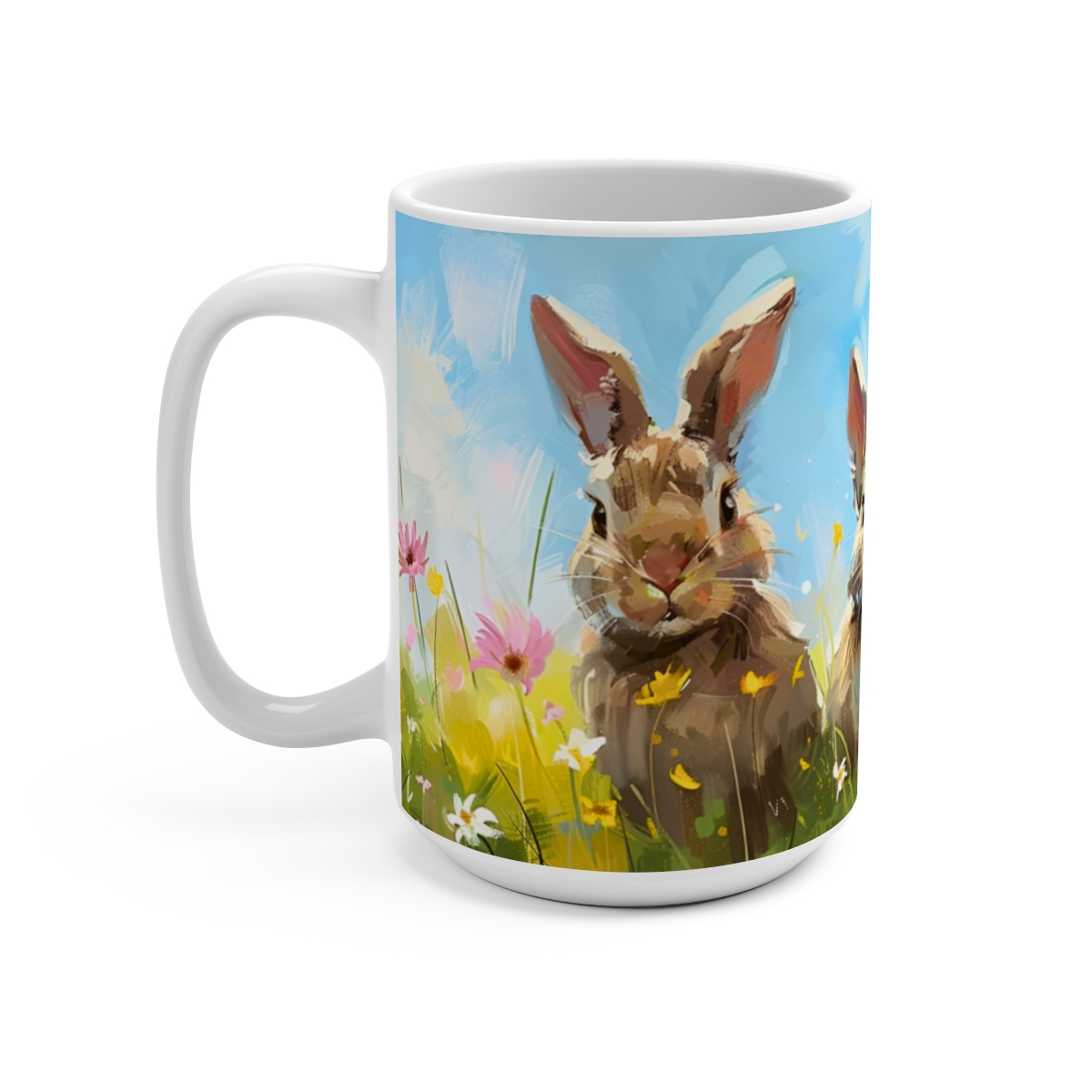 Bunnies Zen Large Ceramic Coffee Mug 15oz - Image 3