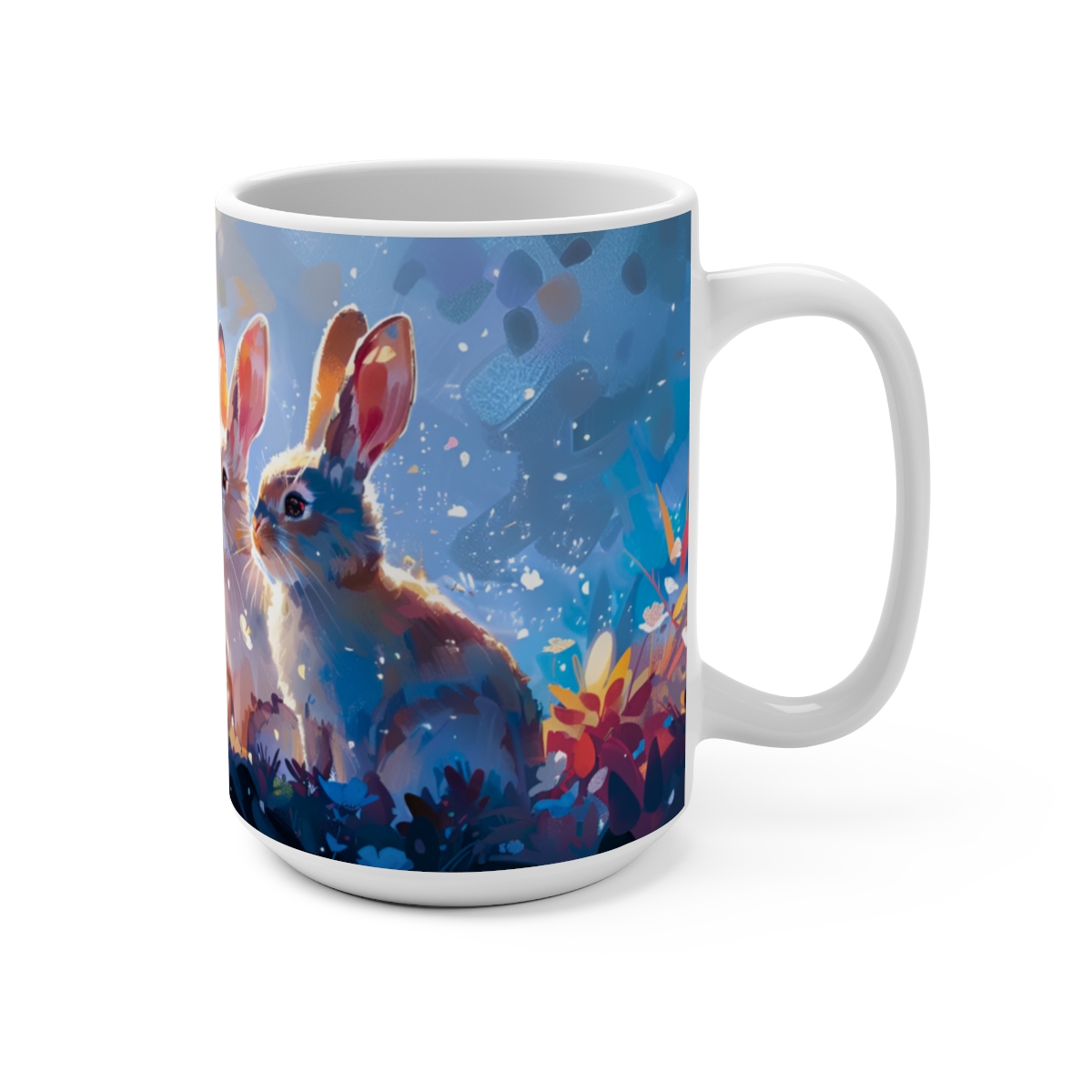 Bunnies Zen Large Ceramic Coffee Mug 15oz - Image 2