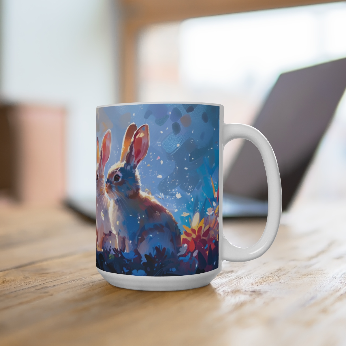 Bunnies Zen Large Ceramic Coffee Mug 15oz - Image 4