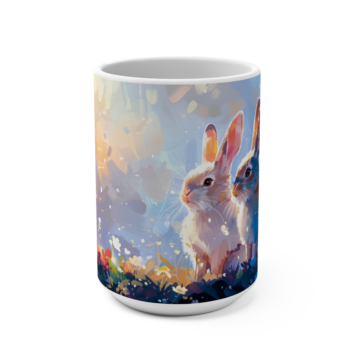 Bunnies Zen Large Ceramic Coffee Mug 15oz