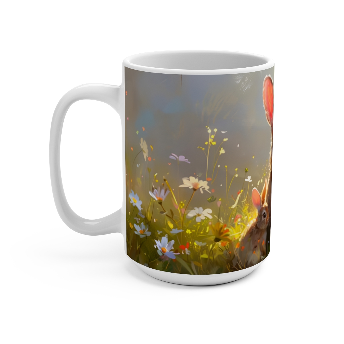 Bunnies Zen Large Ceramic Coffee Mug 15oz - Image 3
