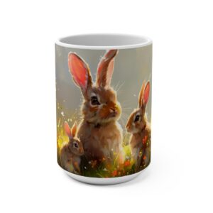 Bunnies Zen Large Ceramic Coffee Mug 15oz