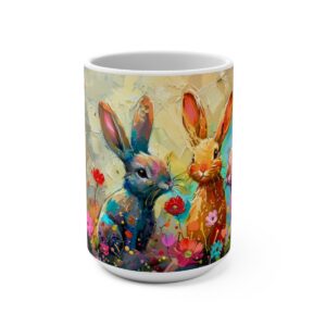 Bunnies Zen Large Ceramic Coffee Mug 15oz