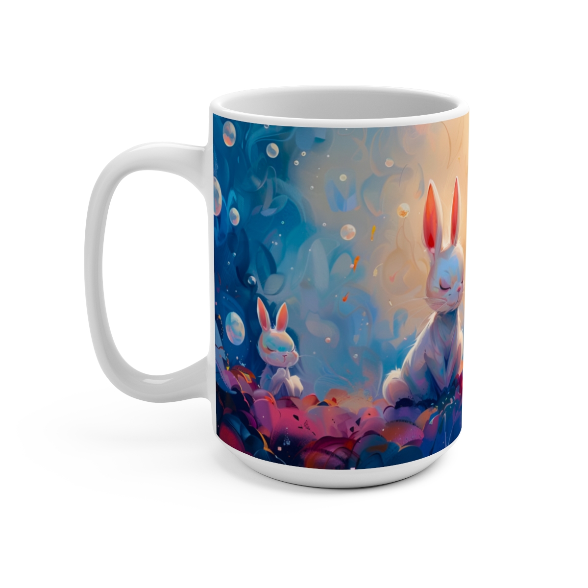 Bunnies Zen Large Ceramic Coffee Mug 15oz - Image 3