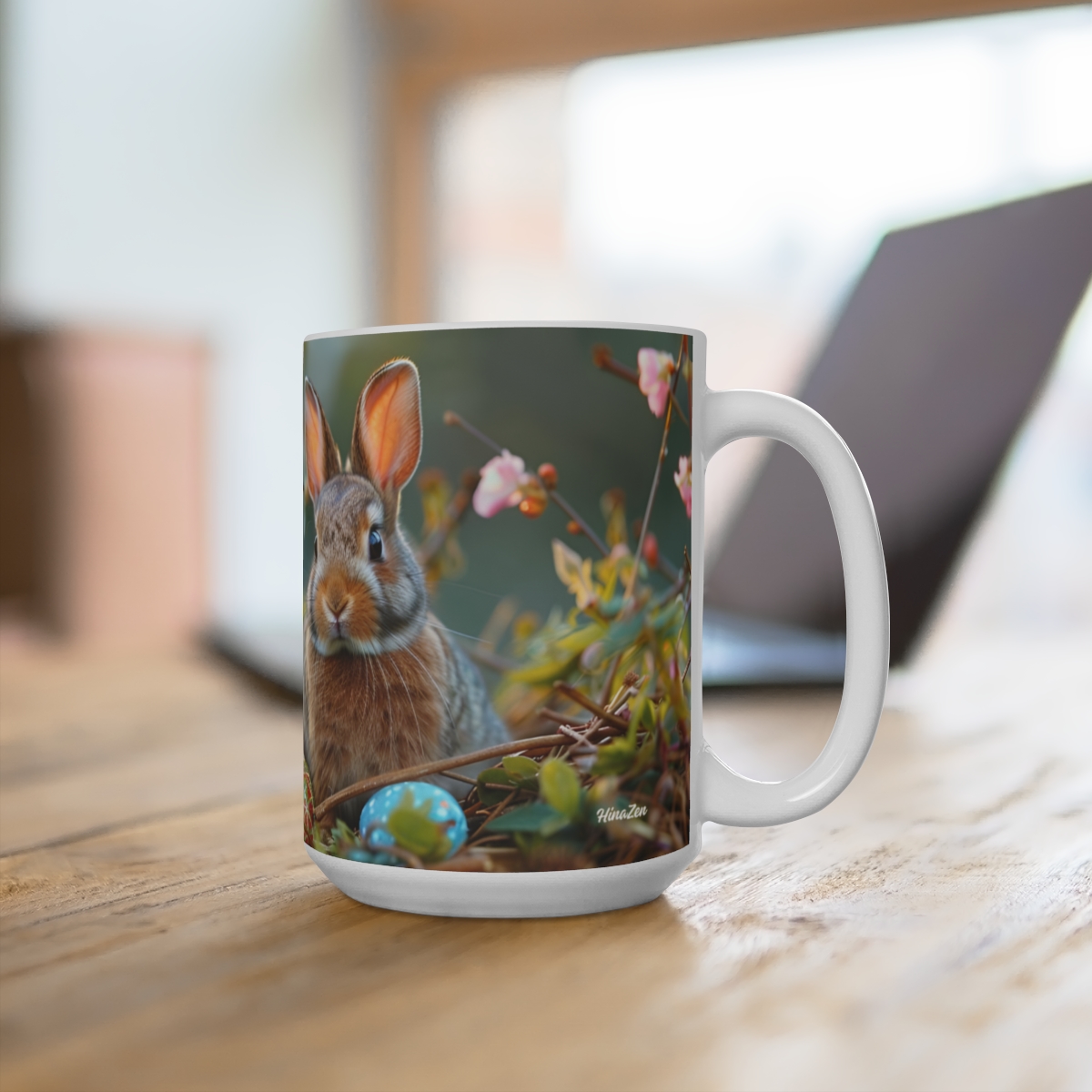 Bunnies Zen Large Ceramic Coffee Mug 15oz - Image 4