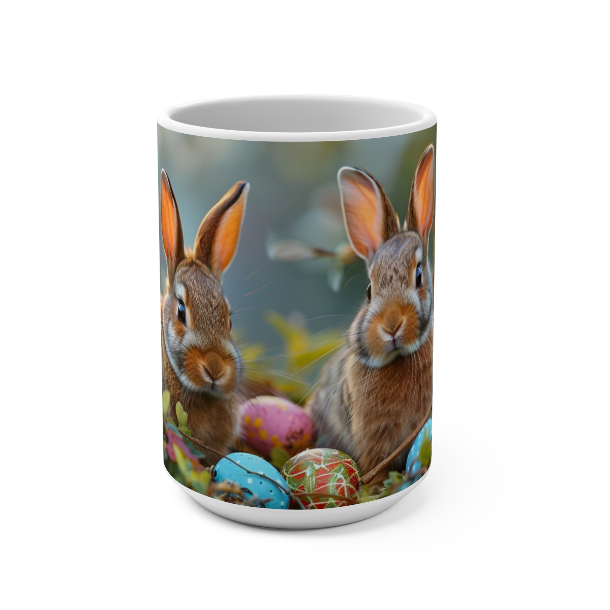 Bunnies Zen Large Ceramic Coffee Mug 15oz