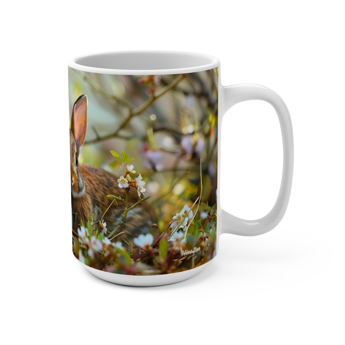 Bunnies Zen Large Ceramic Coffee Mug 15oz - Image 2
