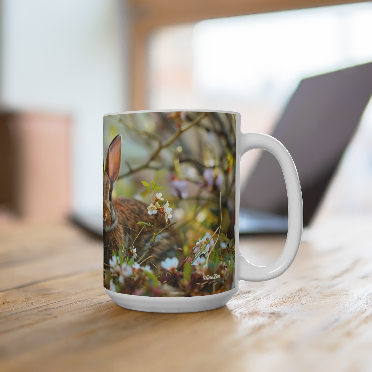 Bunnies Zen Large Ceramic Coffee Mug 15oz - Image 4
