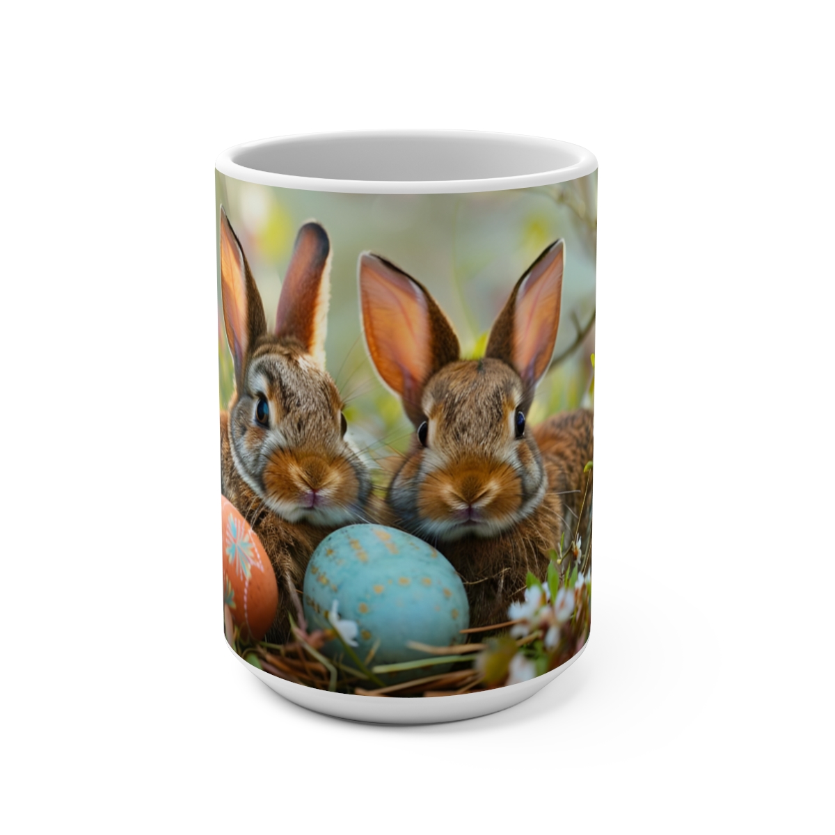 Bunnies Zen Large Ceramic Coffee Mug 15oz