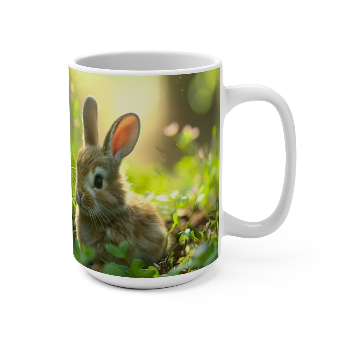 Bunnies Zen Large Ceramic Coffee Mug 15oz - Image 2