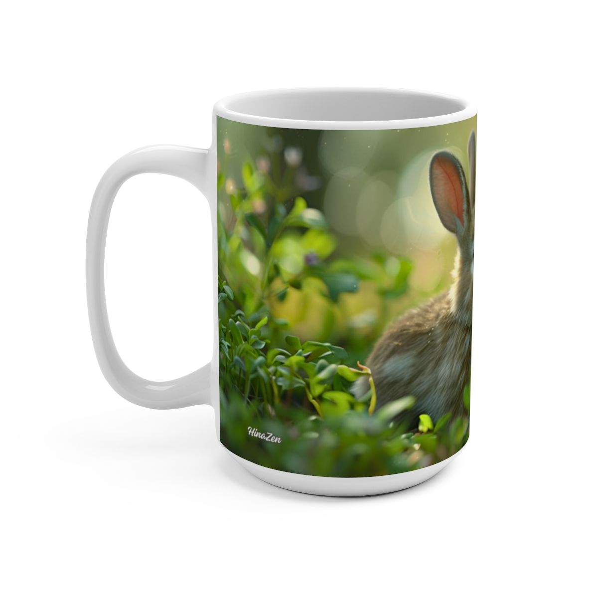 Bunnies Zen Large Ceramic Coffee Mug 15oz - Image 3
