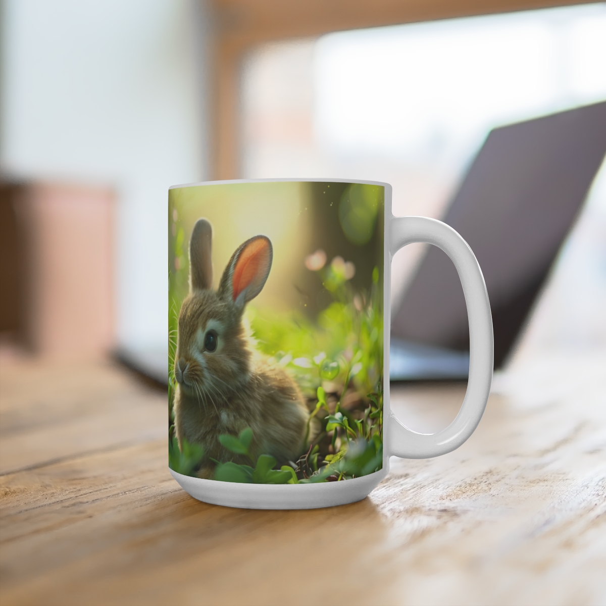 Bunnies Zen Large Ceramic Coffee Mug 15oz - Image 4