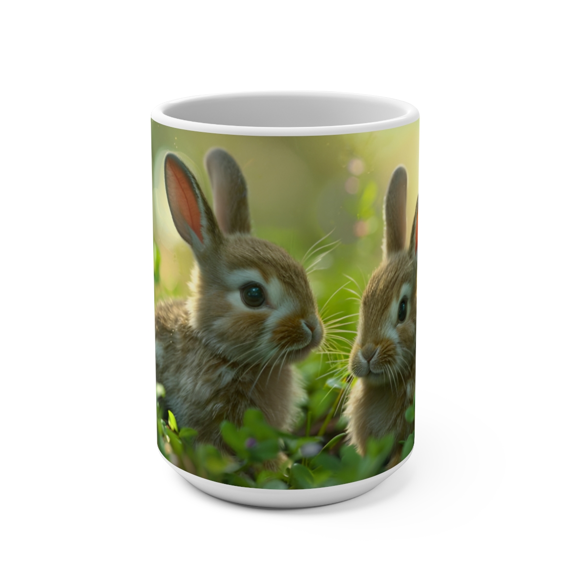 Bunnies Zen Large Ceramic Coffee Mug 15oz