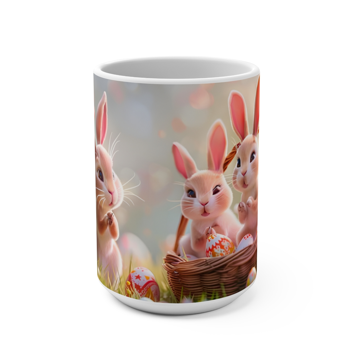 Bunnies Zen Large Ceramic Coffee Mug 15oz