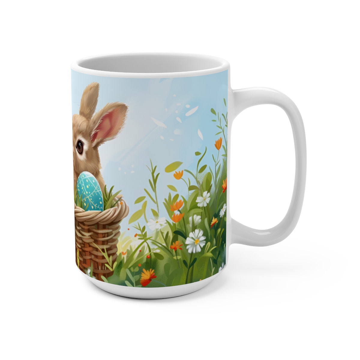 Bunnies Zen Large Ceramic Coffee Mug 15oz - Image 2