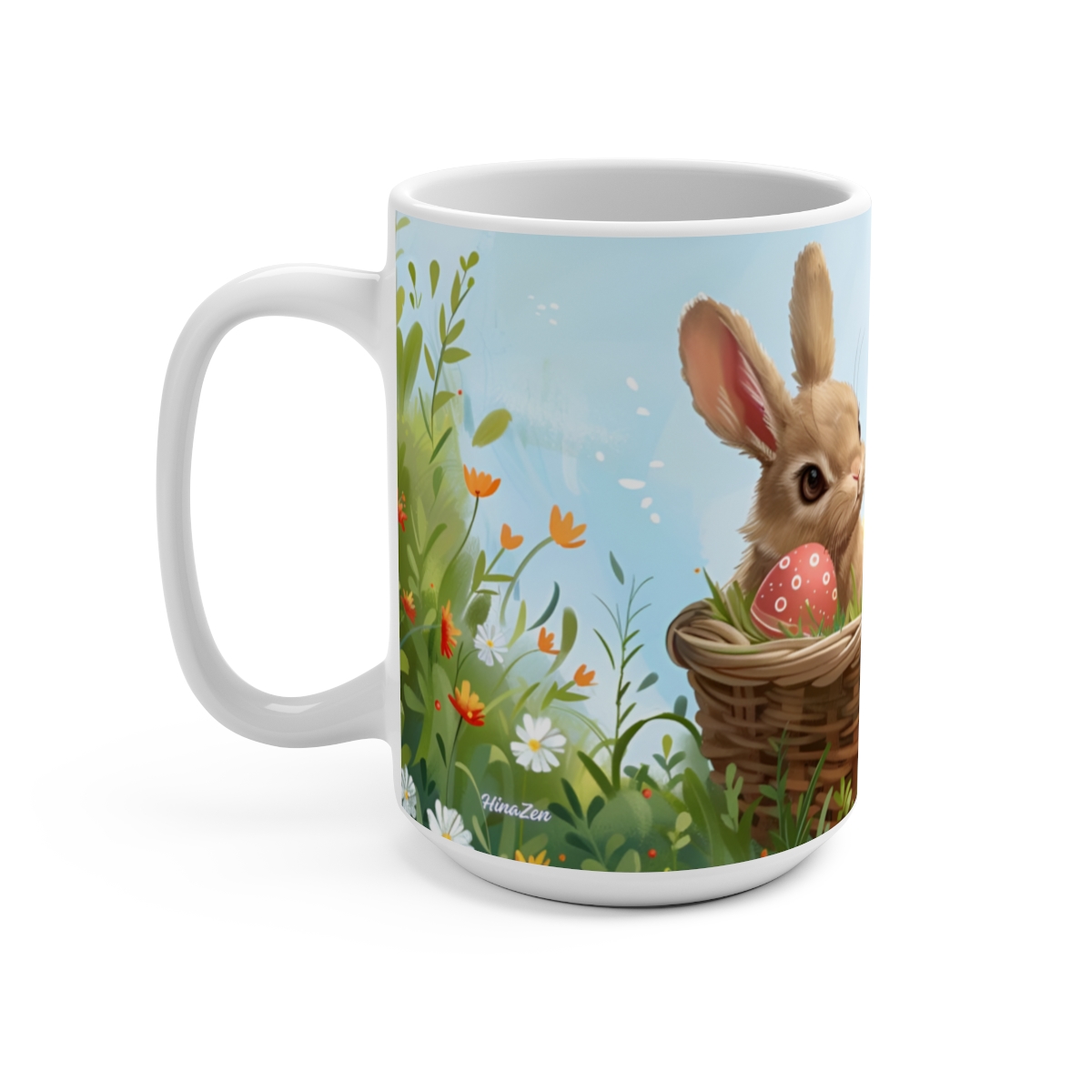 Bunnies Zen Large Ceramic Coffee Mug 15oz - Image 3