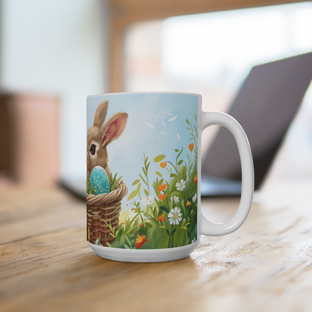 Bunnies Zen Large Ceramic Coffee Mug 15oz - Image 4