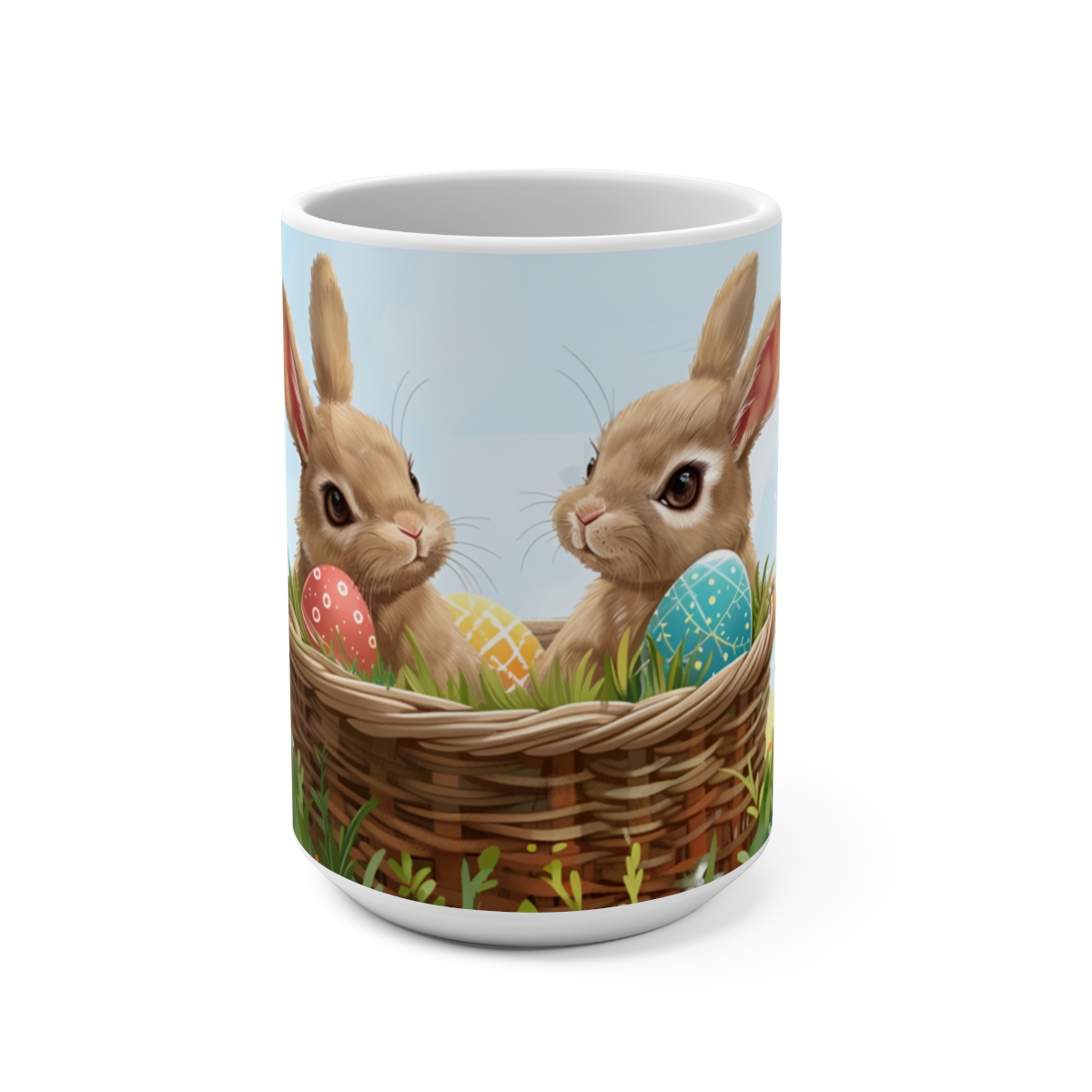 Bunnies Zen Large Ceramic Coffee Mug 15oz