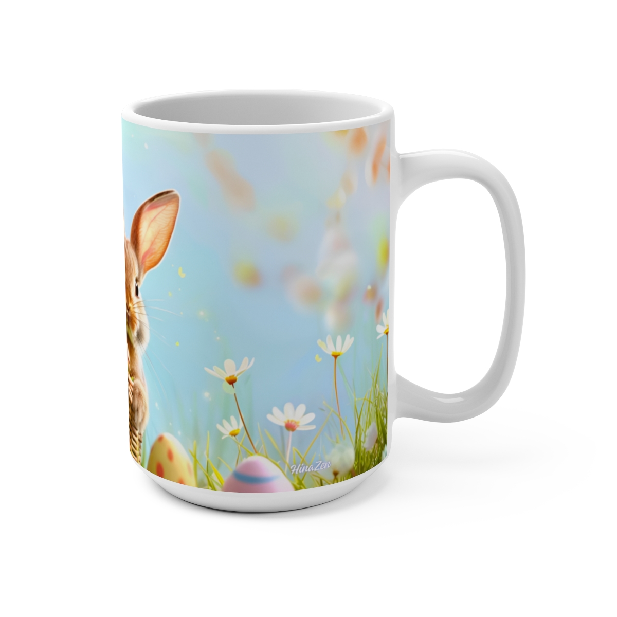 Bunnies Zen Large Ceramic Coffee Mug 15oz - Image 2