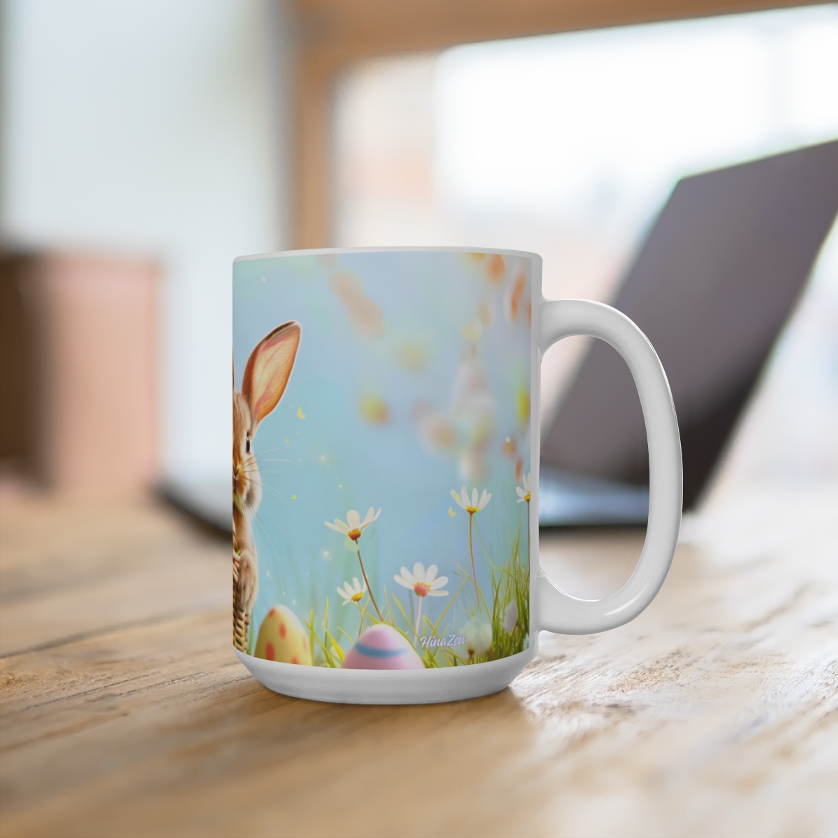 Bunnies Zen Large Ceramic Coffee Mug 15oz - Image 4