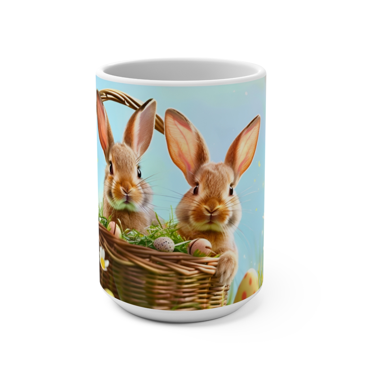 Bunnies Zen Large Ceramic Coffee Mug 15oz