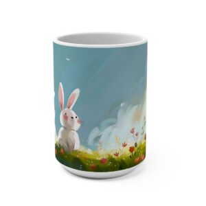 Bunnies Zen Large Ceramic Coffee Mug 15oz