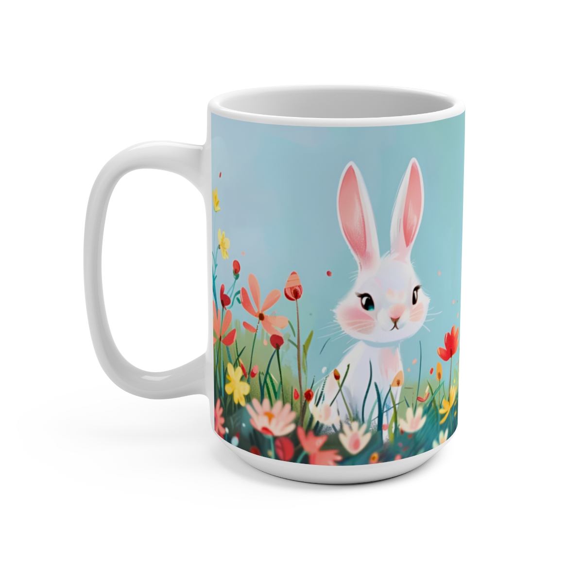 Bunnies Zen Large Ceramic Coffee Mug 15oz - Image 3