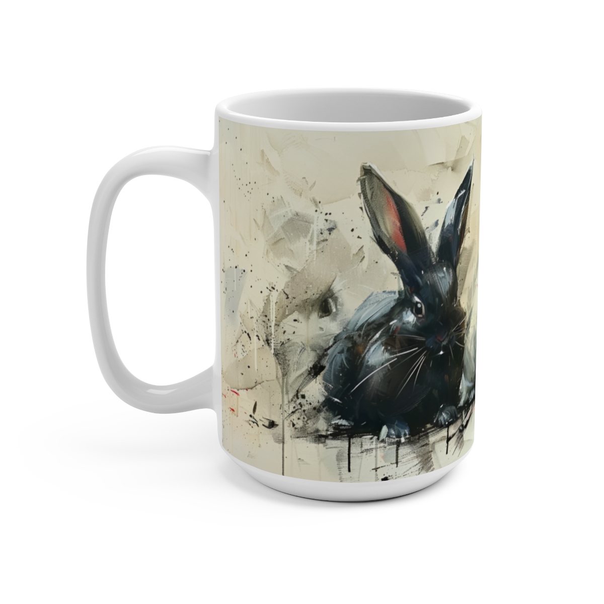 Bunnies Zen Large Ceramic Coffee Mug 15oz - Image 3