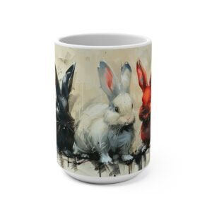 Bunnies Zen Large Ceramic Coffee Mug 15oz