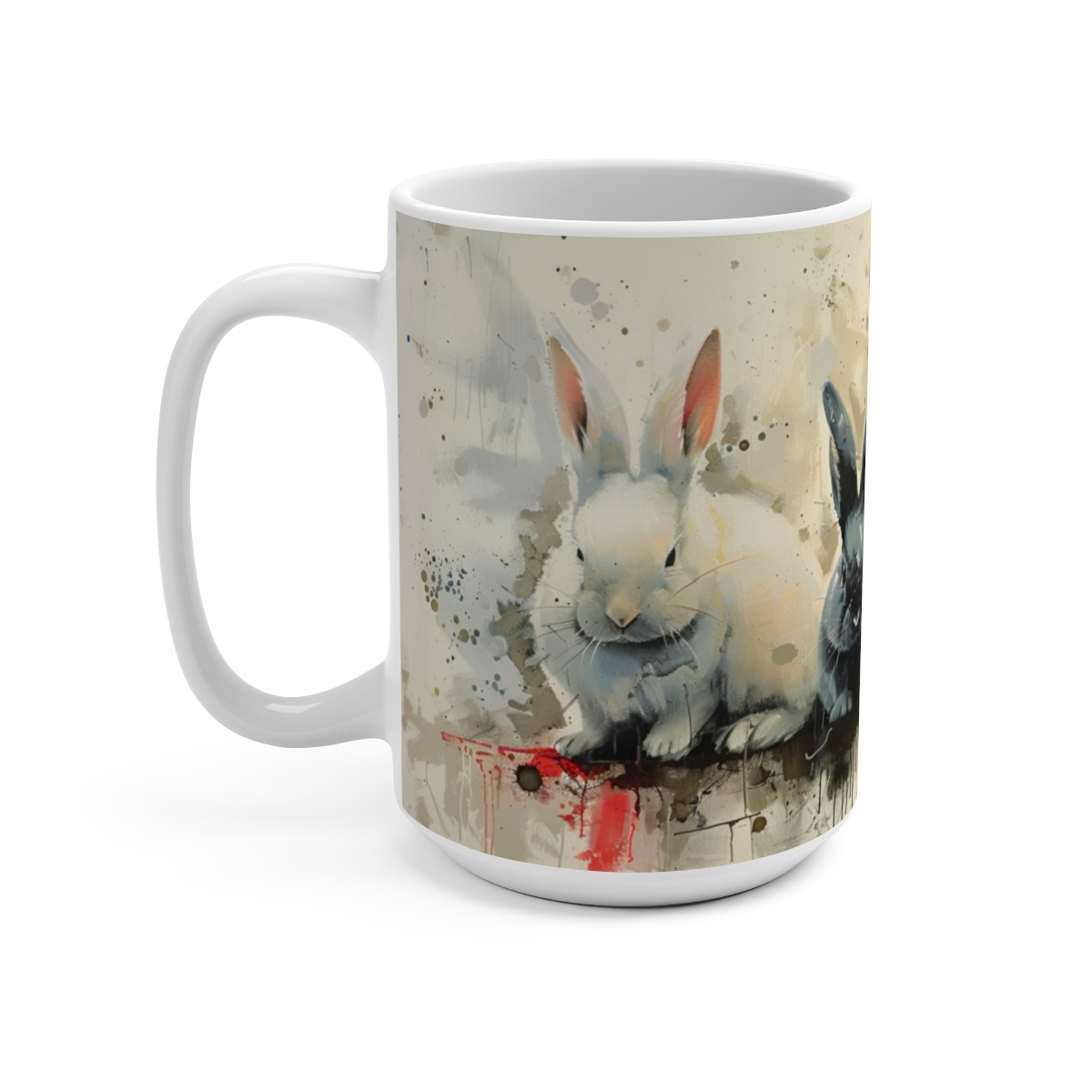 Bunnies Zen Large Ceramic Coffee Mug 15oz - Image 3