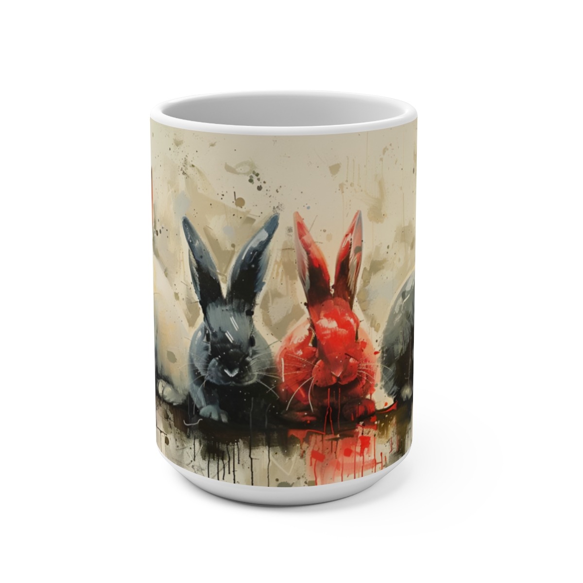 Bunnies Zen Large Ceramic Coffee Mug 15oz