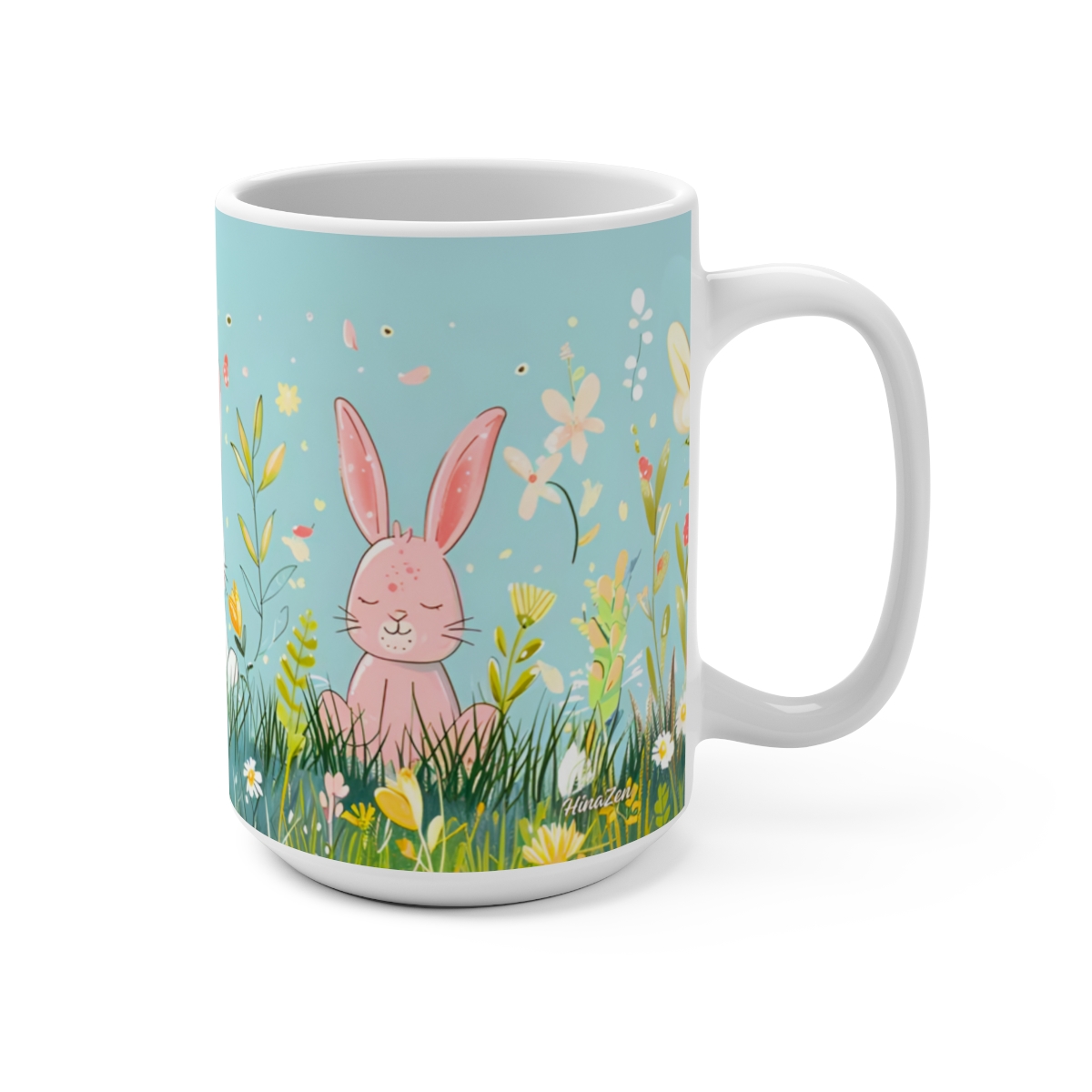 Cartoon Bunnies Zen Large Ceramic Coffee Mug 15oz - Image 2