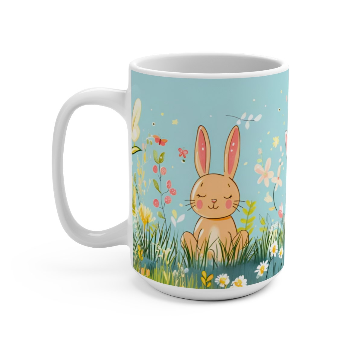 Cartoon Bunnies Zen Large Ceramic Coffee Mug 15oz - Image 3