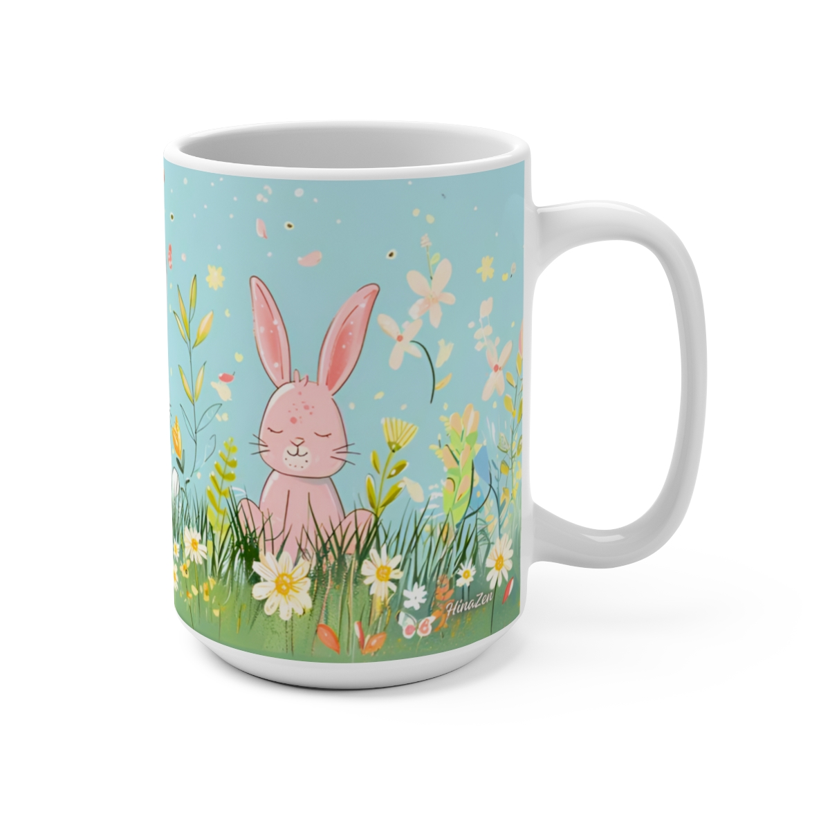 Cartoon Bunnies Zen Large Ceramic Coffee Mug 15oz - Image 2