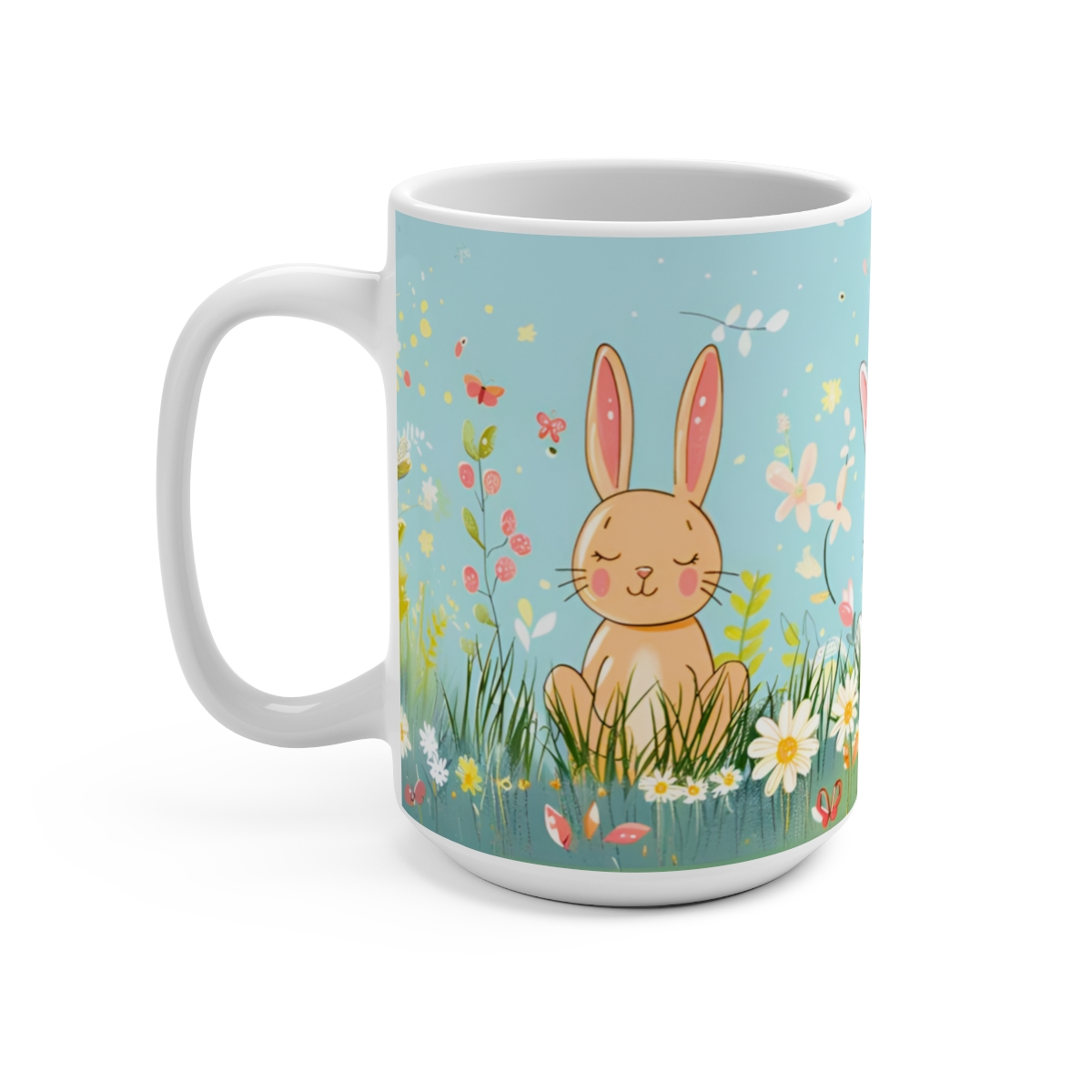 Cartoon Bunnies Zen Large Ceramic Coffee Mug 15oz - Image 3