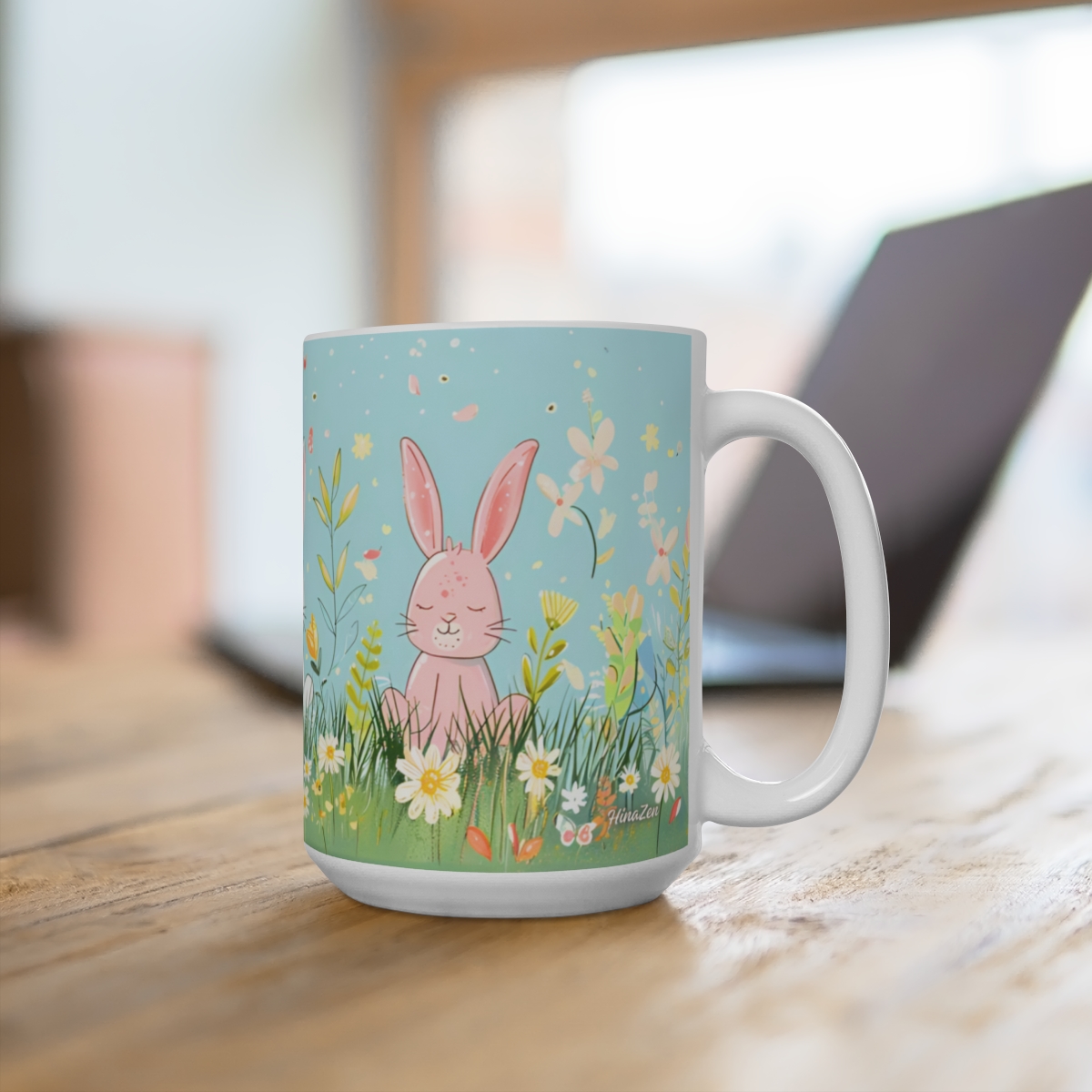 Cartoon Bunnies Zen Large Ceramic Coffee Mug 15oz - Image 4